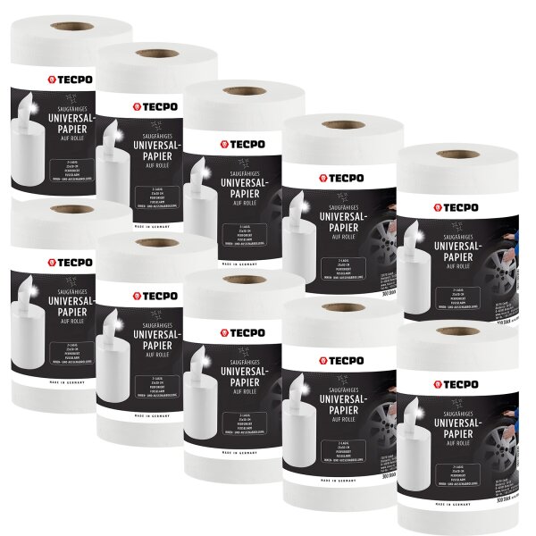 10x TECPO Putzrolle 2-lagig, 23x30 cm, WEIß-300