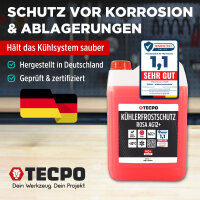 TECPO Kühlerfrostschutz G12+ -40°C, 5L + Kühlerreiniger Kühlsystem Additiv, 300 ml