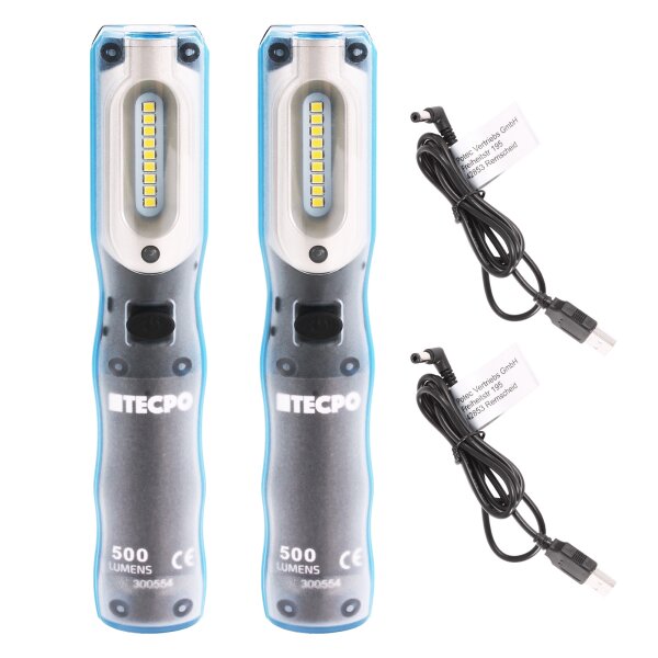 TECPO LED Inspektionsleuchte 500 Lumen mit USB Ladekabel, magnetisch
