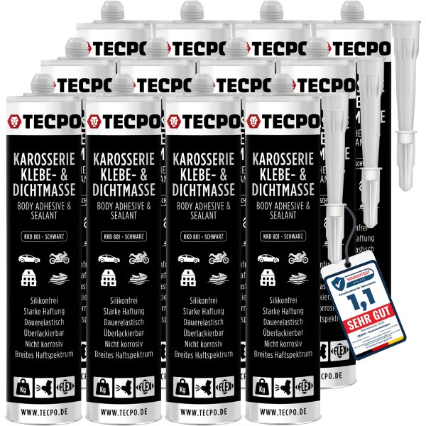 12x TECPO KKD 801 Karosserie Klebe- und Dichtmasse, 370g