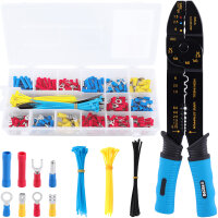 TECPO Crimpzange mit Kabelschuh-Sortiment, 225 mm, 271-teilig + Kabelschuhzange