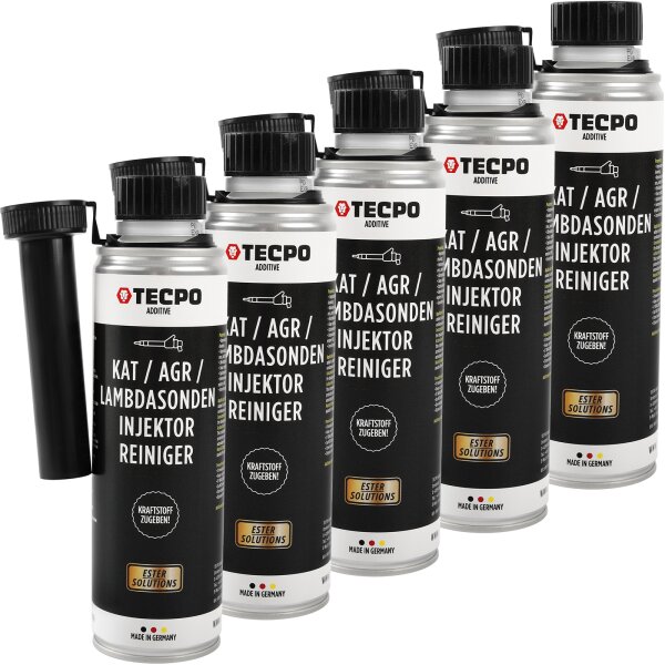 5x TECPO KAT,- AGR,- Lambdasonden,- & Injektor-Reiniger ESTER, 300 ml