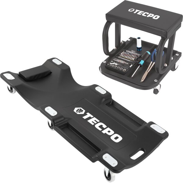 TECPO KFZ Werkstattrollbrett Rollliege + Rollsitz 360° drehbar