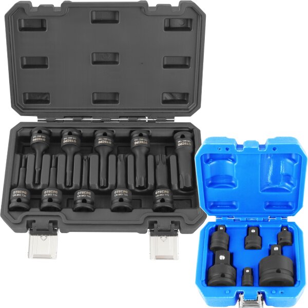 TECPO Kraft-Bit-Einsatz-Satz | T20-T80 | 10-tlg. + Kraft Adaptersatz, 6-teilig