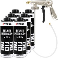 TECPO Unterbodenschutz Bitumen schwarz, 6L + Druckluft...