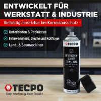 TECPO Unterbodenschutz Bitumen schwarz, 500 ml + Autolack schwarz glänzend, 500 ml