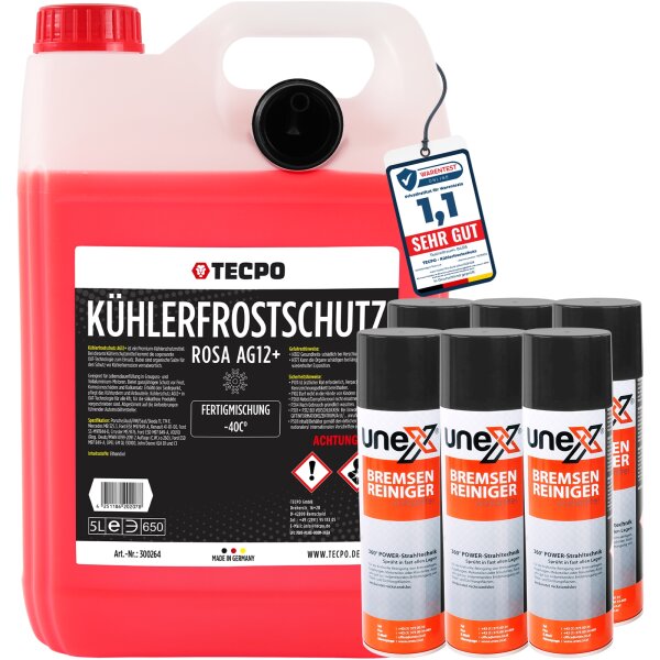 TECPO Kühlerfrostschutz G12 + 6x Bremsenreiniger