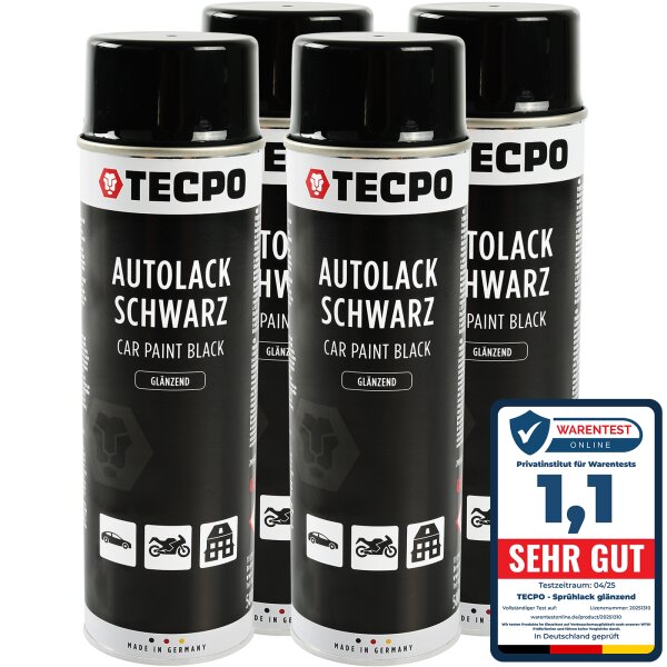 4x 500 ml TECPO Autolack schwarz glänzend
