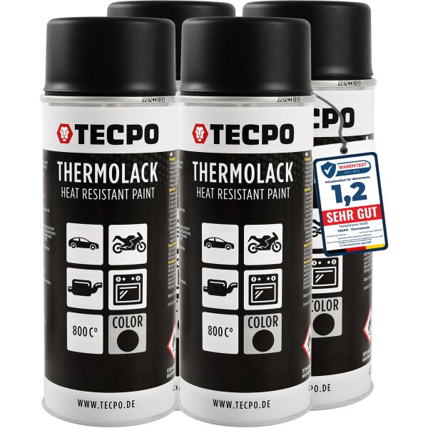 4x TECPO Thermolack Auspufflack Ofenlack 800°C schwarz 400 ml