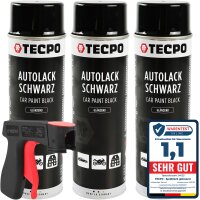 3x TECPO Autolack schwarz glänzend 500 ml +...