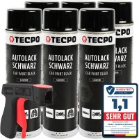 6x TECPO Autolack schwarz glänzend 500 ml +...