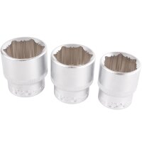 TECPO Anti-Rutsch- Steckschlüssel-Satz, 1/4", 4-14 mm, 13-tlg. + Anti-Rutsch- Steckschlüssel-Satz, 1/2", 8-32 mm, 18-tlg.