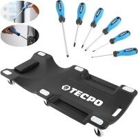 TECPO Werkstattrollbrett Rollliege 360° drehbar + Schraubendreher-Satz, 6-tlg.
