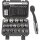 TECPO Steckschlüssel-Satz, SW 8-32 mm, E10-E24, 5/16-1-1/4", 19-tlg. + Umschaltknarre 1/2"