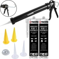 TECPO KKD 801 Karosserie Klebe- und Dichtmasse, 370g + Kartuschenpresse