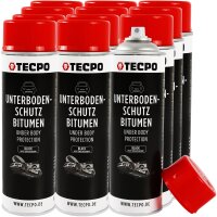 12x TECPO Unterbodenschutz Bitumen schwarz, 500 ml
