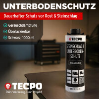 5x TECPO Unterbodenschutz Überlackierbar Schwarz, 1000 ml + Druckluft Unterbodenschutz Pistole