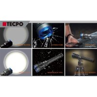 2x TECPO Taschenlampe 8000 Lumen, 6500K, 200m Leuchteweite, Akku Power-Lampe