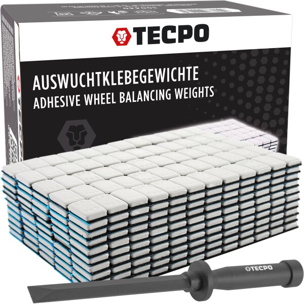 TECPO Klebegewichte 600-teilig Auswucht Gewichte, 5g + Kunststoffschaber 19 mm