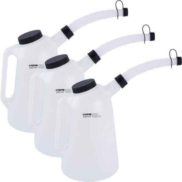 3x TECPO Ölkanne mit flexiblem Ausgussstutzen und Deckel 3L