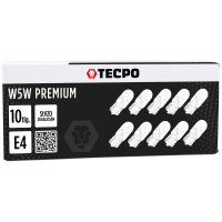 2x TECPO Glasssnockel W5W, 12V 5W, 10Stück