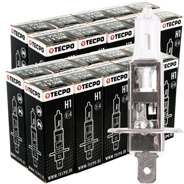 20x TECPO H1 Glühbirnen 12V 55W  P14.5S
