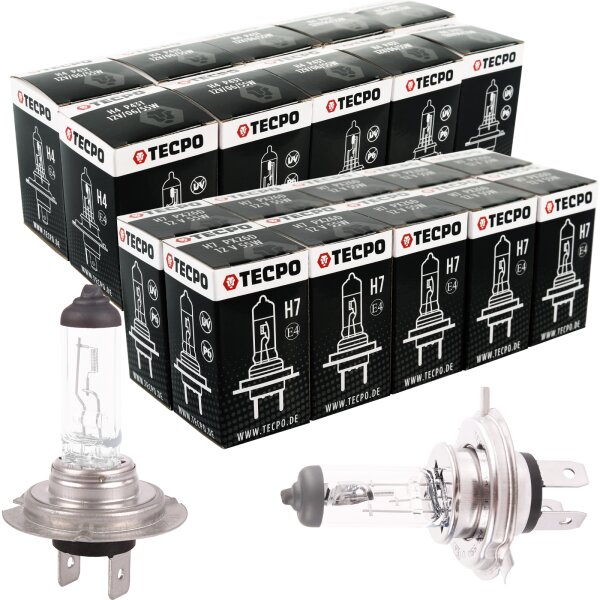 10x H7 Birnen 12V 55W + 10x H4 Birnen 60/55 Watt