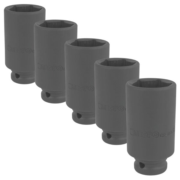 5x TECPO Kraft-Steckschlüssel-Einsatz, tief, 30 mm