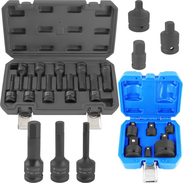 TECPO Kraft-Bit-Einsatz-Satz | H5-H19 | 10-teilig + Kraft Adaptersatz | 6-teilig