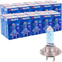 20x TECPO H7 Glühbirne 12V 55W, PX26d, Super White, Xenon Optik