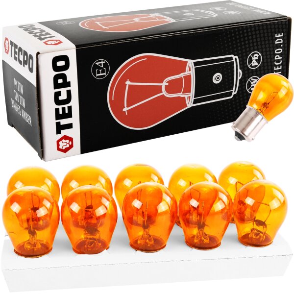 50x TECPO Glühbirnen Blinker 12V 21W, PY21W, BAU15S