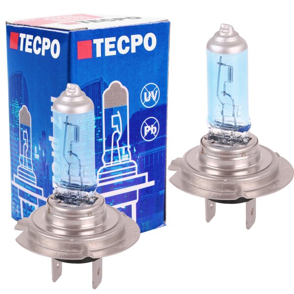 2x TECPO H7 Glühbirne 12V 55W, PX26d, Super White, Xenon Optik