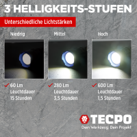 TECPO LED Taschenlampe mit 600 Lumen