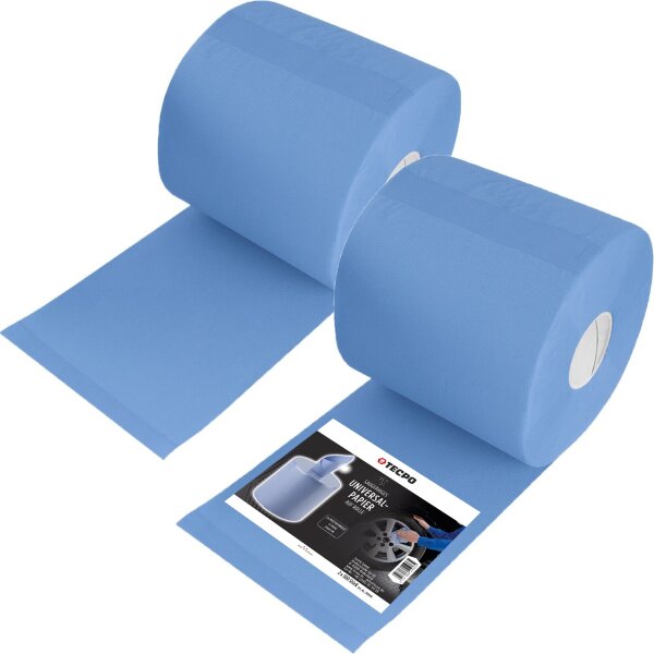 TECPO 2x Putzrolle blau 2-lagig 21x34 cm "MINI-500"