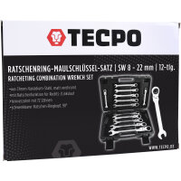 TECPO Ratschenring-Maulschlüssel-Satz | SW 8 - 22 mm | 12 Teilig